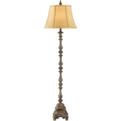 Regency Hill Rustic Floor Lamp 62" Tall French Faux Wood Antique Candlestick Beige Silk Bell Shade For Living Room Reading Bedroom Office -Home Decor Shop GUEST c060e429 c5ef 4134 ab06 2ca44ea4864b