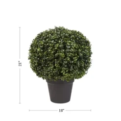 Nature Spring Realistic Plastic Faux Boxwood Topiary Arrangement For Indoor Or Outdoor Use - Green