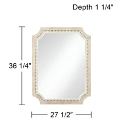 Noble Park Favreau Rectangular Vanity Wall Mirror Rustic Farmhouse Beaded Scalloped Natural Gray Wood Frame 27 1/2" Wide For Bathroom Bedroom Entryway -Home Decor Shop GUEST c21a9d49 204a 4266 8447 cf290e582c07