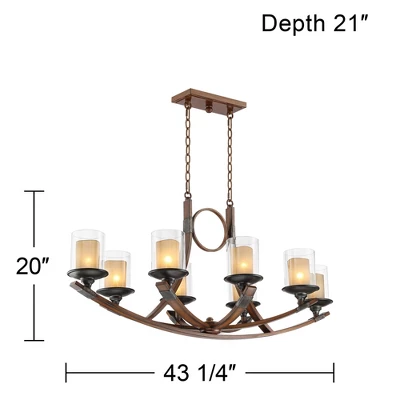 Franklin Iron Works Tafford Mahogany Wood Linear Pendant Chandelier 43 1/4" Wide Rustic Farmhouse Clear Glass 8-Light Fixture For Dining Room Kitchen 8 Franklin Iron Works Tafford Mahogany Wood Linear Pendant Chandelier 43 1/4" Wide Rustic Farmhouse Clear Glass 8-Light Fixture For Dining Room Kitchen - Image 8