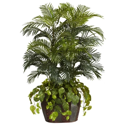 Nearly Natural 4.5' Double Areca W/Vase & Pothos Silk Plant 1 Nearly Natural 4.5' Double Areca W/Vase & Pothos Silk Plant