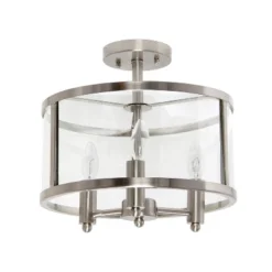 3-Light 13" Industrial Farmhouse Glass/Metallic Accented Semi-flushmount Ceiling Light - Lalia Home -Home Decor Shop GUEST c371b874 fc3a 4d28 94de 490f0498210a