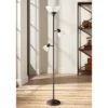 360 Lighting Riley Rustic Farmhouse Torchiere Floor Lamp With Side Lights 72" Tall Painted Bronze Metal Clear Glass Shade For Living Room Reading Home