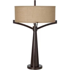 Franklin Iron Works Tremont Modern Mid Century Table Lamps 31 1/2" Tall Set Of 2 Rich Bronze Iron Burlap Fabric Drum Shade For Bedroom Living Room 13 Franklin Iron Works Tremont Modern Mid Century Table Lamps 31 1/2" Tall Set Of 2 Rich Bronze Iron Burlap Fabric Drum Shade For Bedroom Living Room -Home Decor Shop GUEST c5ad48c2 1649 4784 9f3a c66cf049206b