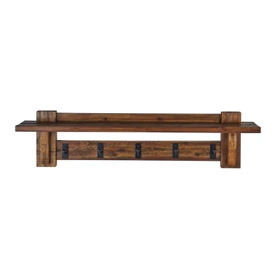 Durango Industrial Wood Coat Hook Entryway Shelf Dark Brown - Alaterre 2 Durango Industrial Wood Coat Hook Entryway Shelf Dark Brown - Alaterre - Image 2