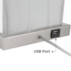 360 Lighting Connie Modern Table Lamps 25" High Set Of 2 White Faux Marble With USB Charging Ports Rectangular Shade For Living Room Office Desk House -Home Decor Shop GUEST c833dd05 6e10 456d b64b 2e0678fc3334