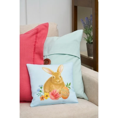 C&F Home 10" X 10" Blue Floral Bunny Woven Throw Pillow 2 C&F Home 10" X 10" Blue Floral Bunny Woven Throw Pillow - Image 2