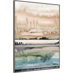 32" X 42" Mesa Horizon Strata II By Grace Popp Framed Canvas Wall Art Print - Amanti Art
