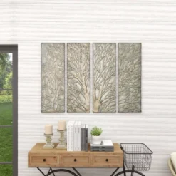 Metal Tree Wall Decor With Embossed Design Set Of 4 Brown - Olivia & May -Home Decor Shop GUEST c9a11625 0e99 484f b13b 0f4e511f14a9