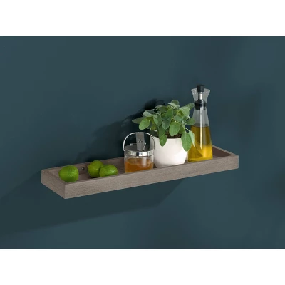 15.7" X 5.9" Wall Shelf With Rim Brown - Dolle Shelving 2 15.7" X 5.9" Wall Shelf With Rim Brown - Dolle Shelving - Image 2