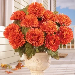 Collections Etc Floral Mum Bushes - Set Of 3