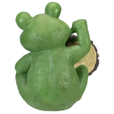 Northlight 9" Green 'Life Is Good' Frog Outdoor Garden Statue 4 Northlight 9" Green 'Life Is Good' Frog Outdoor Garden Statue - Image 4