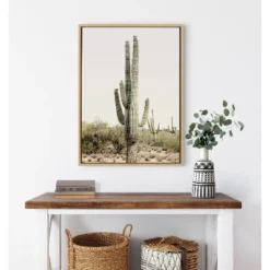 23" X 33" Sylvie Sunrise Cactus Framed Canvas By Amy Peterson Natural - Kate & Laurel All Things Decor -Home Decor Shop GUEST cbcc83a6 3485 4008 9153 c0c487d4e01c