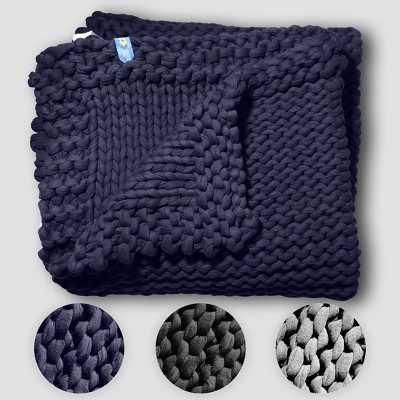 Handmade Chunky-Knit Weighted Blanket, 100% Cotton No Fillers, All-Season Soft & Calming By California Design Den 3 Handmade Chunky-Knit Weighted Blanket, 100% Cotton No Fillers, All-Season Soft & Calming By California Design Den - Image 3