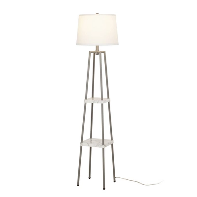 58" Metal Floor Lamp With Shelves (Includes LED Light Bulb) Gray - Cresswell Lighting 3 58" Metal Floor Lamp With Shelves (Includes LED Light Bulb) Gray - Cresswell Lighting - Image 3