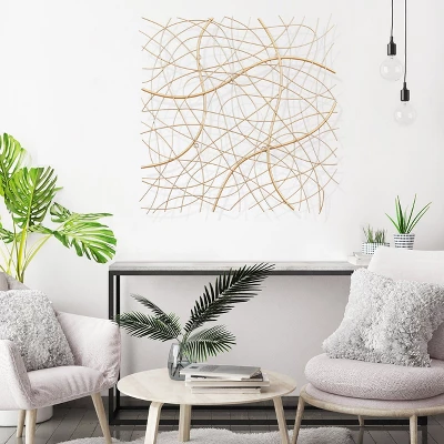 LuxenHome 26.4" Square Gold Abstract Metal Wall Decor 4 LuxenHome 26.4" Square Gold Abstract Metal Wall Decor - Image 4