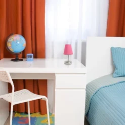 10.5" Petite Metal Stick Bedside Table Desk Lamp In Sand Nickel With Fabric Shade Pink - Creekwood Home -Home Decor Shop GUEST d2935483 898d 4ac3 bf4b de8580a97a94