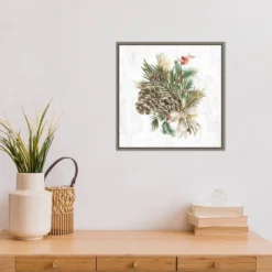 16" X 16" Holiday Spirit Pinecone Wreath By PI Studio Framed Canvas Wall Art - Amanti Art -Home Decor Shop GUEST d29cc2a9 d2a3 4cc1 b034 347fae01ed77