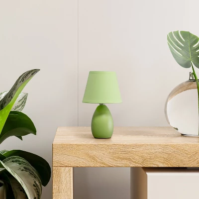 9.45" Petite Ceramic Oblong Bedside Table Desk Lamp With Matching Tapered Drum Shade Green - Creekwood Home 8 9.45" Petite Ceramic Oblong Bedside Table Desk Lamp With Matching Tapered Drum Shade Green - Creekwood Home - Image 8