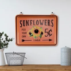 Northlight 15" Fall Harvest Orange "Sunflowers" Wall Sign