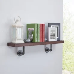 35.5" X 7.5" Industrial Pipe Wall Shelf - Danya B.