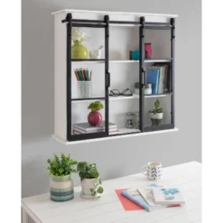 30" X 28" Barnhardt Decorative Wooden Wall Cabinet With 2 Sliding Glass Doors White - Kate & Laurel All Things Decor 9 30" X 28" Barnhardt Decorative Wooden Wall Cabinet With 2 Sliding Glass Doors White - Kate & Laurel All Things Decor -Home Decor Shop GUEST d611555c c9c7 4d60 81cc 0fa8f3582a9f