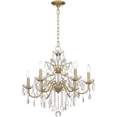 Vienna Full Spectrum DeMallo Gold Chandelier 26" Wide French Scroll Arm Clear Crystal 6-Light Fixture For Dining Room House Foyer Kitchen Island Home 6 Vienna Full Spectrum DeMallo Gold Chandelier 26" Wide French Scroll Arm Clear Crystal 6-Light Fixture For Dining Room House Foyer Kitchen Island Home - Image 6