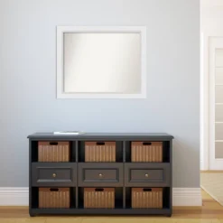 32" X 26" Non-Beveled Blanco White Wood Wall Mirror - Amanti Art -Home Decor Shop GUEST d85b7bde 46c5 4ba4 ab9b 929fb81a2457