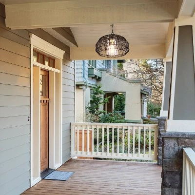 Globe Electric Novogratz X Globe Diego 1-Light Matte Black Woven Fabric Outdoor Plug-In Pendant Light 2 Globe Electric Novogratz X Globe Diego 1-Light Matte Black Woven Fabric Outdoor Plug-In Pendant Light - Image 2