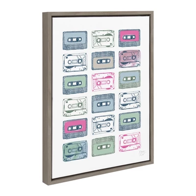 18" X 24" Sylvie Cassettes Framed Canvas Wall Art By Statement Goods Gray - Kate And Laurel 1 18" X 24" Sylvie Cassettes Framed Canvas Wall Art By Statement Goods Gray - Kate And Laurel