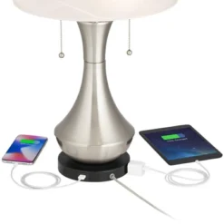 360 Lighting Simon Modern Accent Table Lamps Set Of 2 21" High Silver With USB Charging Port White Glass Dome Shade For Bedroom Living Room House Desk -Home Decor Shop GUEST dac030ed f49c 42b9 88a4 85f39e4f5671