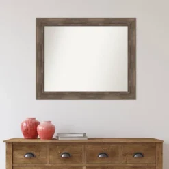 33" X 27" Non-Beveled Hard Mocha Wood Wall Mirror - Amanti Art -Home Decor Shop GUEST db38a85c 54af 45dd 9fcc 57870c33c893