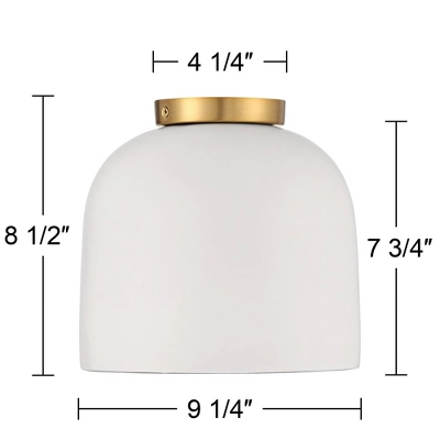 Possini Euro Design Merrick Modern Industrial Ceiling Light Flush Mount Fixture 9 1/4" Wide White Cement Gold For Bedroom Kitchen Living Room Hallway 5 Possini Euro Design Merrick Modern Industrial Ceiling Light Flush Mount Fixture 9 1/4" Wide White Cement Gold For Bedroom Kitchen Living Room Hallway - Image 5