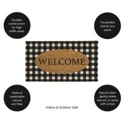 Evergreen Buffalo Check Welcome Indoor Outdoor Natural Coir Doormat 1'4"x2'4" Black 9 Evergreen Buffalo Check Welcome Indoor Outdoor Natural Coir Doormat 1'4"x2'4" Black -Home Decor Shop GUEST dc8c60c9 4938 43af ad0e bfe8a61a23e9