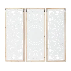 Set Of 3 Wood Floral Intricately Carved Wall Decors With Mandala Design White - Olivia & May -Home Decor Shop GUEST dd0fa445 ab5c 4ac2 ac51 08ad9c47ed67