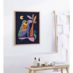 18" X 24" Sylvie Girl On Cheetah Framed Canvas Wall Art By Rachel Lee Natural - Kate And Laurel -Home Decor Shop GUEST dd8558c7 b6f8 4967 8288 df275e4fb53e