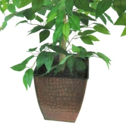 38" X 24" Artificial Ficus Tree In Metal Container - LCG Florals
