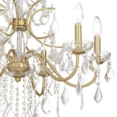 Vienna Full Spectrum DeMallo Gold Chandelier 26" Wide French Scroll Arm Clear Crystal 6-Light Fixture For Dining Room House Foyer Kitchen Island Home 2 Vienna Full Spectrum DeMallo Gold Chandelier 26" Wide French Scroll Arm Clear Crystal 6-Light Fixture For Dining Room House Foyer Kitchen Island Home - Image 2