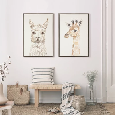 23" X 33" Sylvie Watercolor Alpaca Framed Canvas Wall Art By Patricia Shaw Gray - Kate And Laurel 5 23" X 33" Sylvie Watercolor Alpaca Framed Canvas Wall Art By Patricia Shaw Gray - Kate And Laurel - Image 5