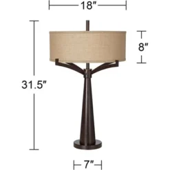 Franklin Iron Works Tremont Modern Mid Century Table Lamps 31 1/2" Tall Set Of 2 Rich Bronze Iron Burlap Fabric Drum Shade For Bedroom Living Room 15 Franklin Iron Works Tremont Modern Mid Century Table Lamps 31 1/2" Tall Set Of 2 Rich Bronze Iron Burlap Fabric Drum Shade For Bedroom Living Room -Home Decor Shop GUEST e13955e9 9583 48f1 82a3 cec35679e525