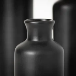 Sullivans Matte Black Set Of 3 Small Ceramic Bottle Vases 5"H, 7.5"H & 10"H Black