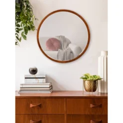 24" McLean Round Wall Mirror Walnut Brown - Kate & Laurel All Things Decor -Home Decor Shop GUEST e3bb71b1 e44c 488f 911b fb61a376a52b