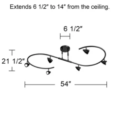 Pro Track Salazar S-Wave 6-Head LED Ceiling Track Light Fixture Kit Spot Light GU10 Adjustable Black Metal Modern Kitchen Bathroom Dining 54" Wide -Home Decor Shop GUEST e411a058 8b4d 434e aab8 69d7d49db37b