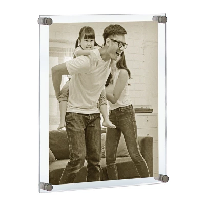 Azar Displays Floating Acrylic Wall Frame With Silver Stand Off Caps: 22" X 28" Graphic Size, Overall Frame Size: 26" X 32" 1 Azar Displays Floating Acrylic Wall Frame With Silver Stand Off Caps: 22" X 28" Graphic Size, Overall Frame Size: 26" X 32"