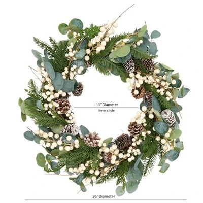 Saro Lifestyle Eucalyptus And Pinecone Spring Wreath 3 Saro Lifestyle Eucalyptus And Pinecone Spring Wreath - Image 3