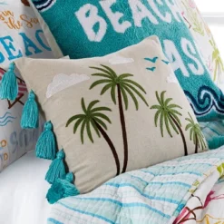 Beach Days Palm Tassel Decorative Throw Pillow Natural - Homthreads