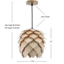 11.75" Simon Pinecone Wood Pendant (Includes Energy Efficient Light Bulb) Brown - JONATHAN Y -Home Decor Shop GUEST e4df1dfe e751 4bcc b613 1e6652212711
