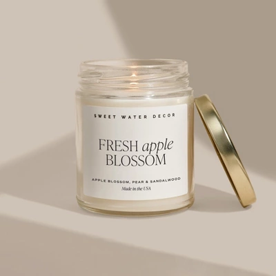 Sweet Water Decor Fresh Apple Blossom 9oz Clear Jar Candle 1 Sweet Water Decor Fresh Apple Blossom 9oz Clear Jar Candle