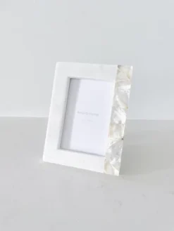 White Mother Of Pearl White Marble Picture Frame - Anaya