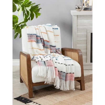 Saro Lifestyle Saro Lifestyle Woven Throw With Chunky Design, Multi, 50"x60" 3 Saro Lifestyle Saro Lifestyle Woven Throw With Chunky Design, Multi, 50"x60" - Image 3